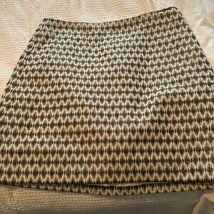 Loft Outlet A Line Skirt 12 New Cream Black Metallic Gold Ikat Print Lined Zip